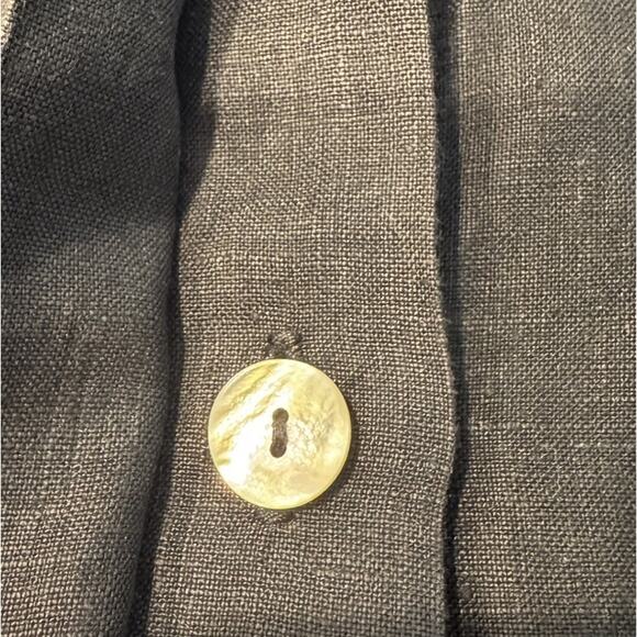 Bryn Walker Hidden Button Linen Shirt Women’s Size Medium Black Coastal Minimal - Picture 5 of 8